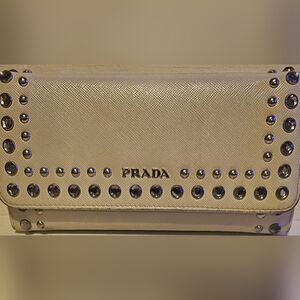 PRADA Studed And Crystal Saffiono Long Wallet